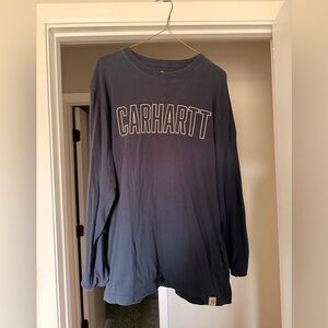 Carhartt Dark Navy Gradient Long Sleeve Logo Tee